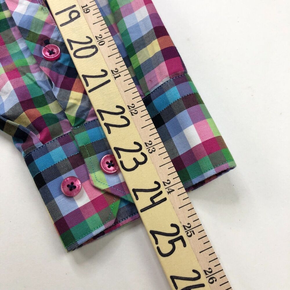 Jared Lang Medium Colorful Button Long Sleeve Cot… - image 8